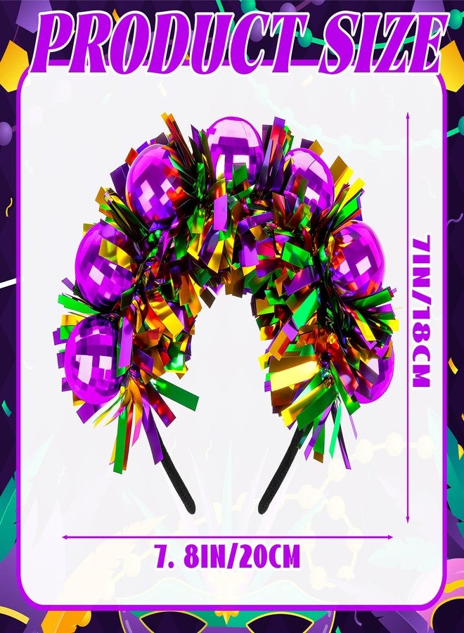 Denylo pro Mardi Gras Headpiece Purple Ball Ribbon Mardi Gras Headband for Women Men Hairband Carnival Feather HeadwearHair Accessory Gifts - Image 2